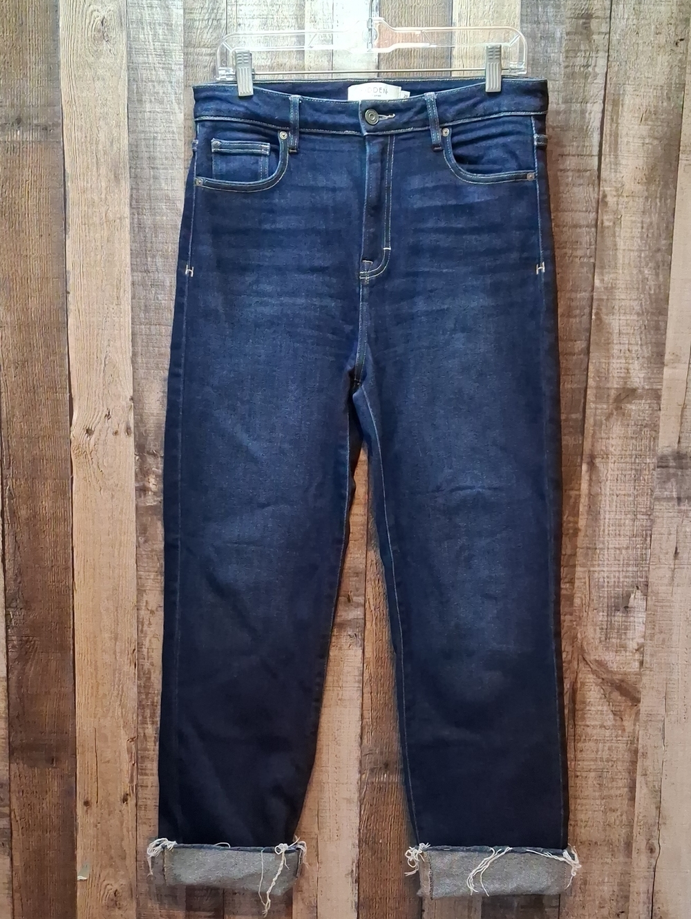 Women's The Buckle Hidden Straight Cropped Jeans Size 29 Darkwash Hi-rise